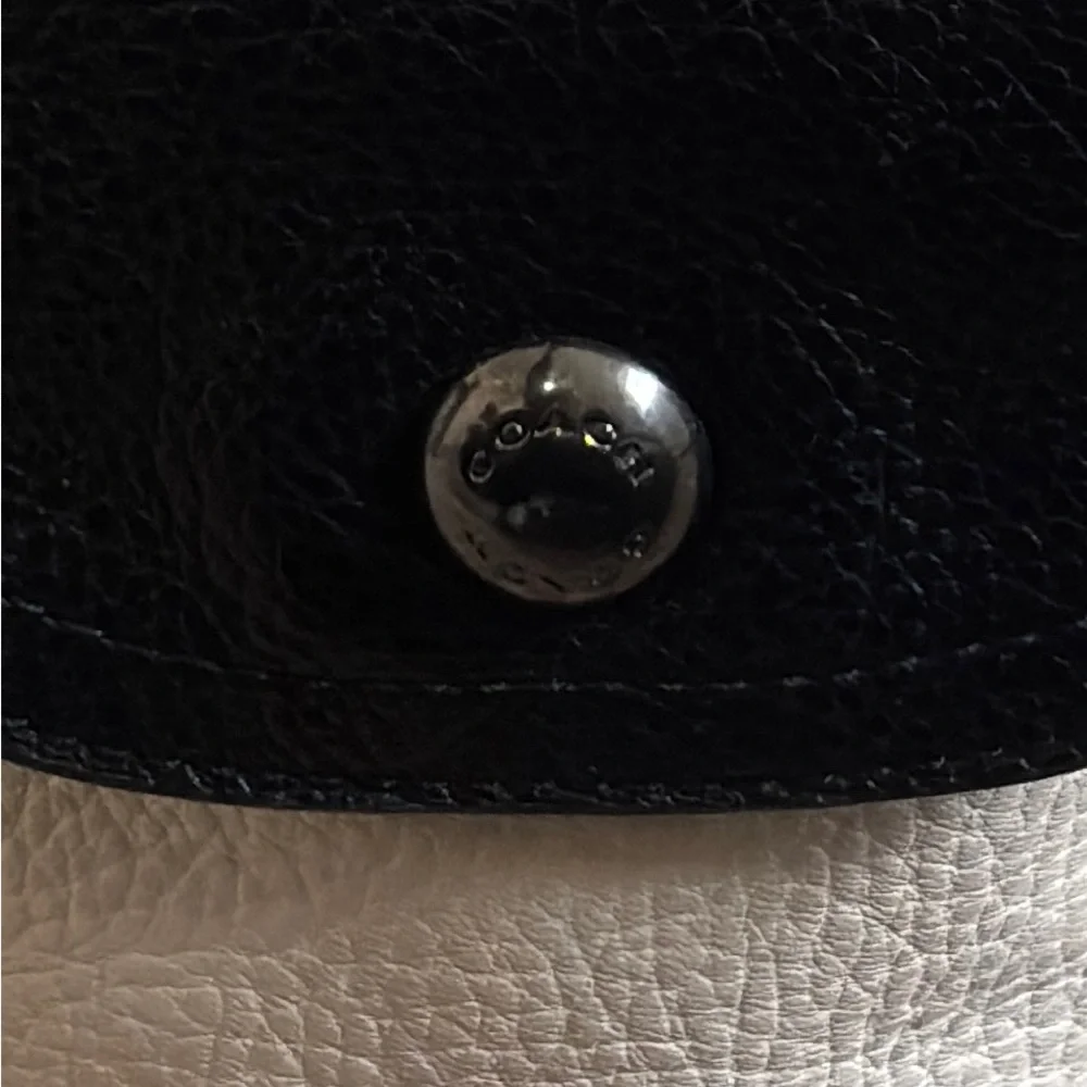 Coach Pennie Colorblock Pebble Leather Shoulder Bag Olive Cream Black